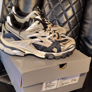 Balenciaga Men's Black and White Sneakers